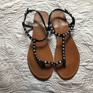 Black jeweled sandals